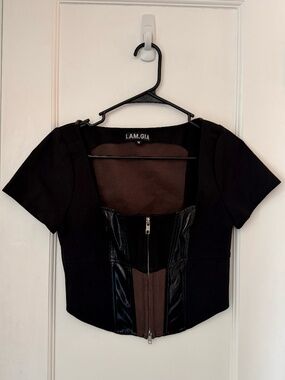 I.AM.GIA Black & Brown Crop Top – Size M